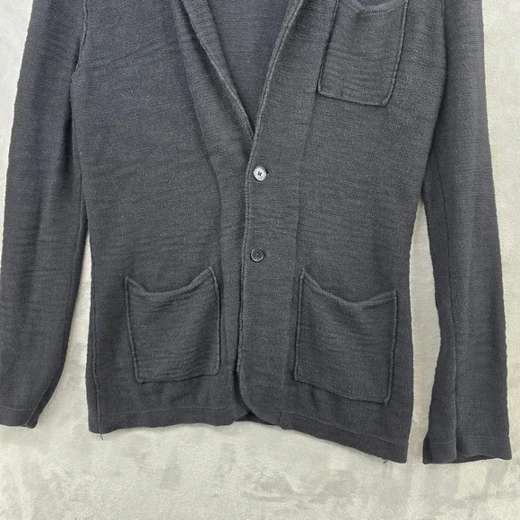 John Varvatos Cardigan Mens Medium Black‎ Cotton Linen Shawl Collar Sweater